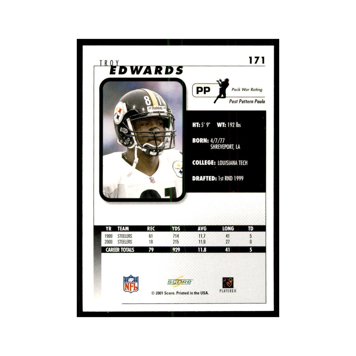 Troy Edwards 2001 Score #171 Football Cards Football Card NM
