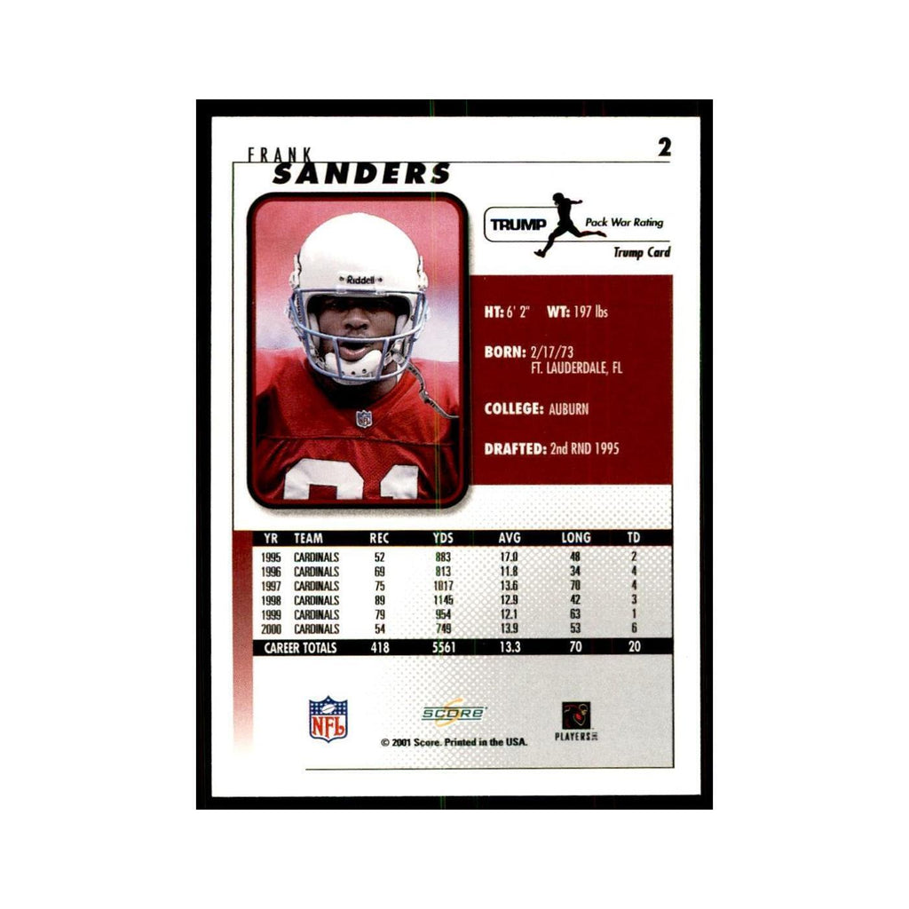 Frank Sanders 2001 Score #2 Football Cards Football Card NM