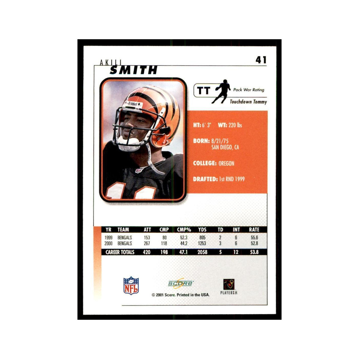 Akili Smith 2001 Score #41 Football Cards Football Card NM