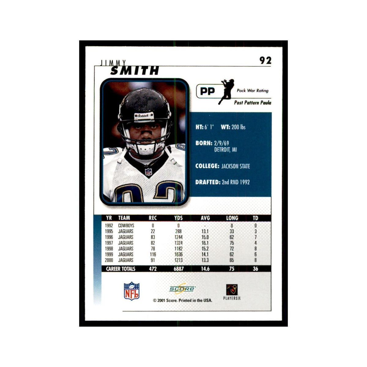 Jimmy Smith 2001 Score #92 Football Card NM