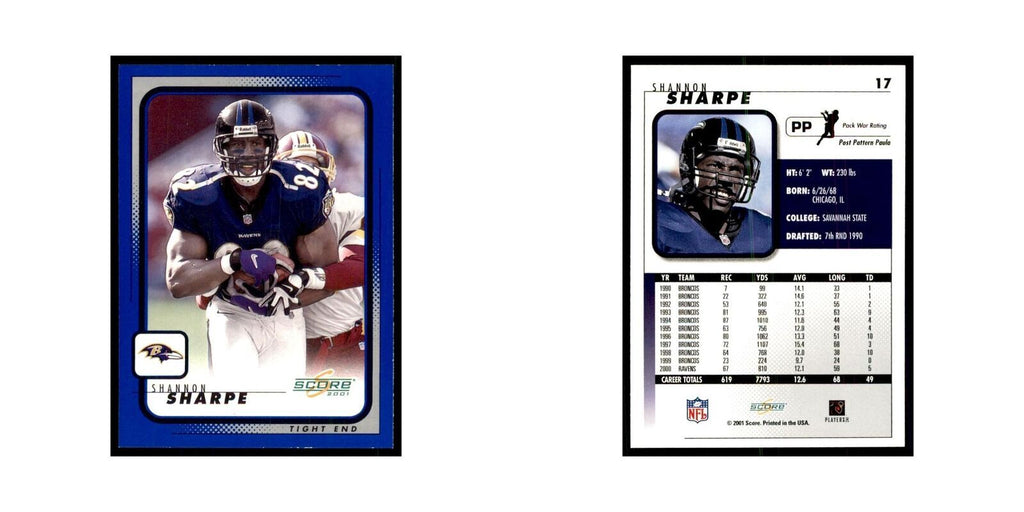 Shannon Sharpe 2001 Score #17 Football Cards Football Card NM
