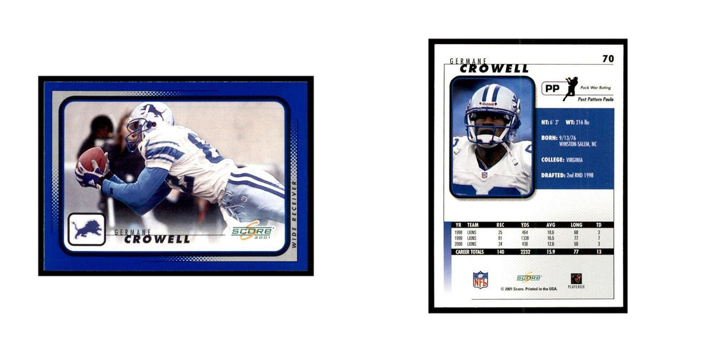 Germane Crowell 2001 Score #70 Football Cards Football Card NM
