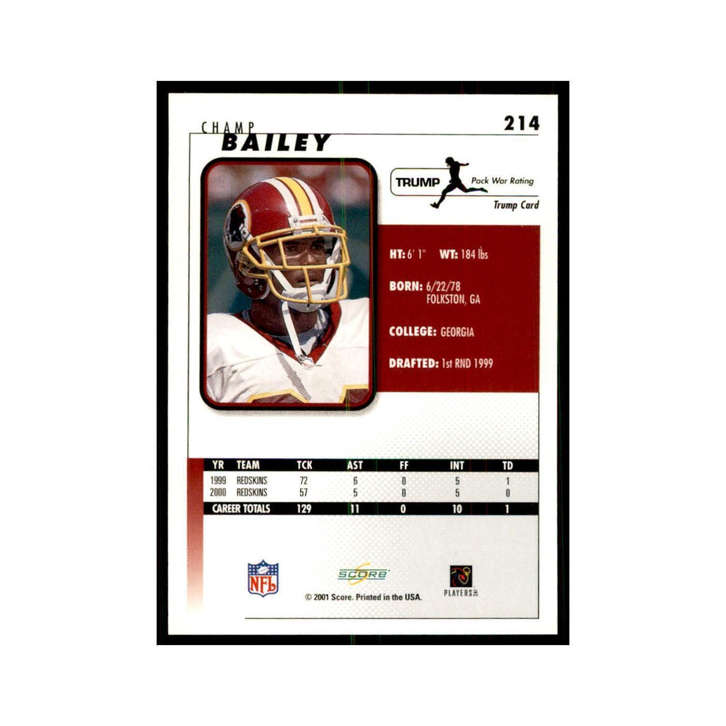 Champ Bailey 2001 Score #214 Football Cards Football Card NM