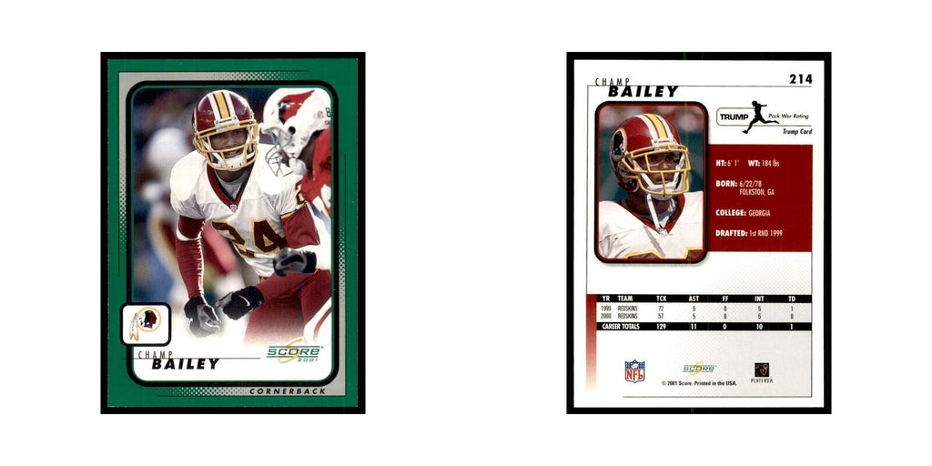 Champ Bailey 2001 Score #214 Football Cards Football Card NM