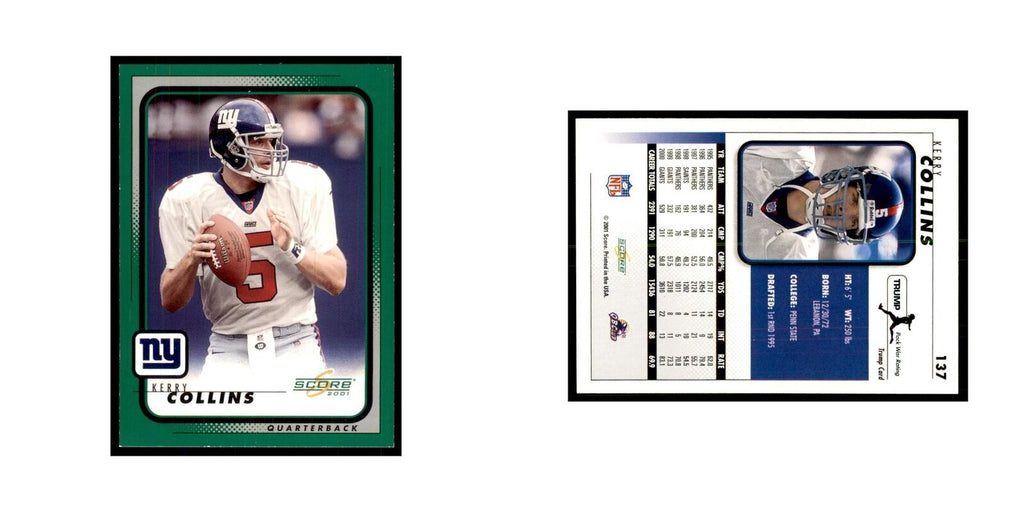Kerry Collins 2001 Score #137 Football Cards Football Card NM