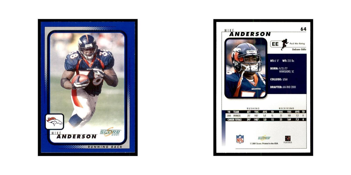 Mike Anderson 2001 Score #64 Football Cards Football Card NM