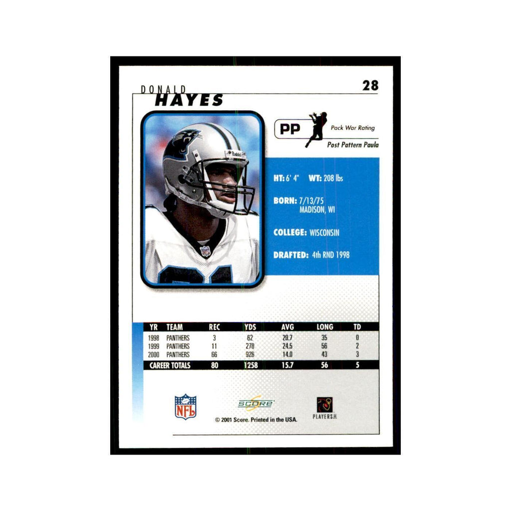 Donald Hayes 2001 Score #28 Football Card NM