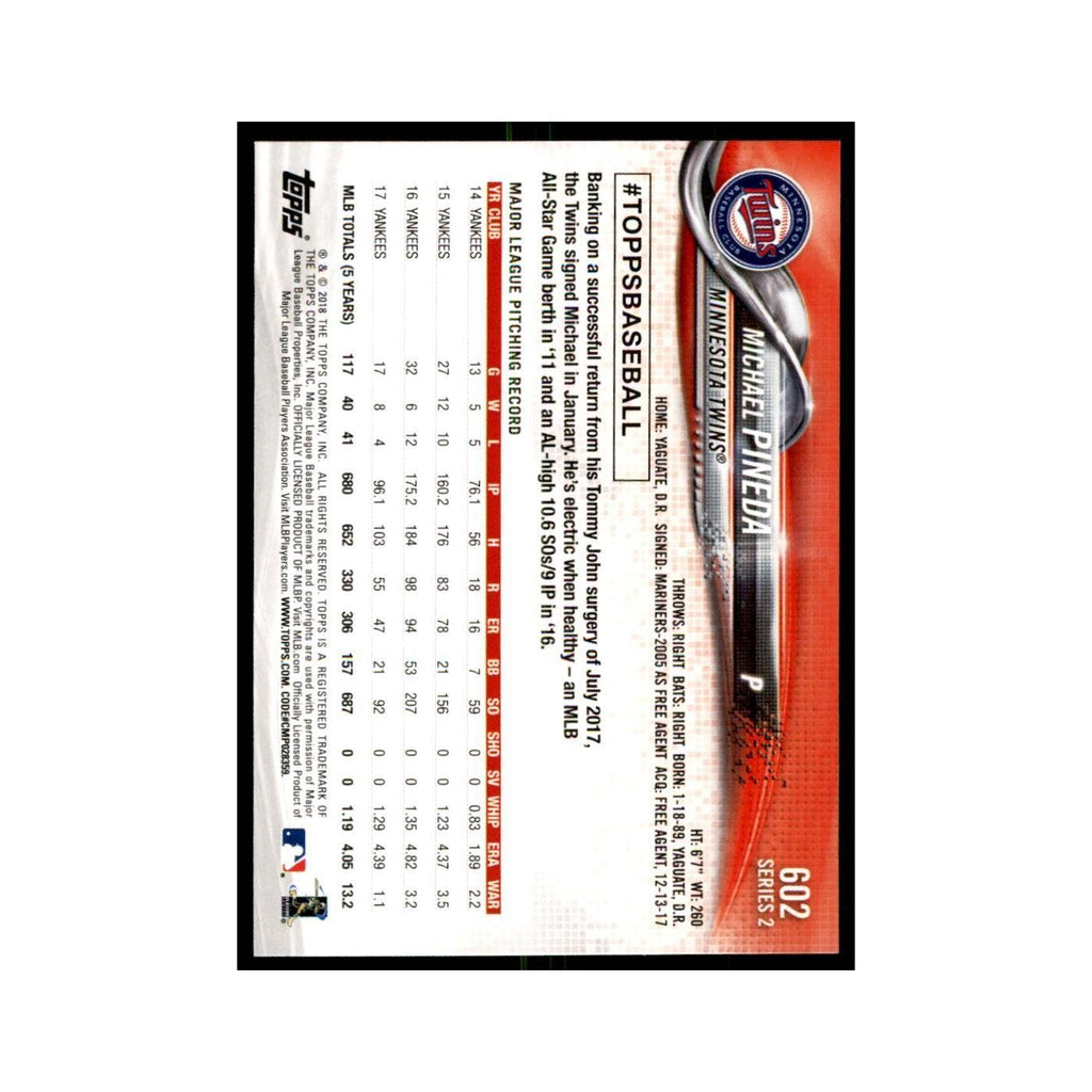 Michael Pineda 2018 Topps #602 Minnesota Twins Baseball Card NM