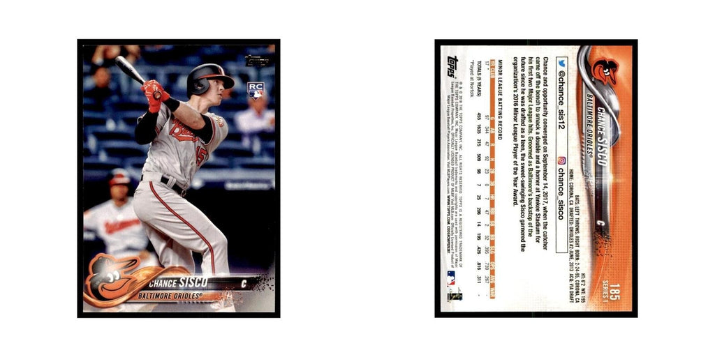 Chance Sisco Rookie 2018 Topps #185 Baltimore Orioles Baseball Card NM