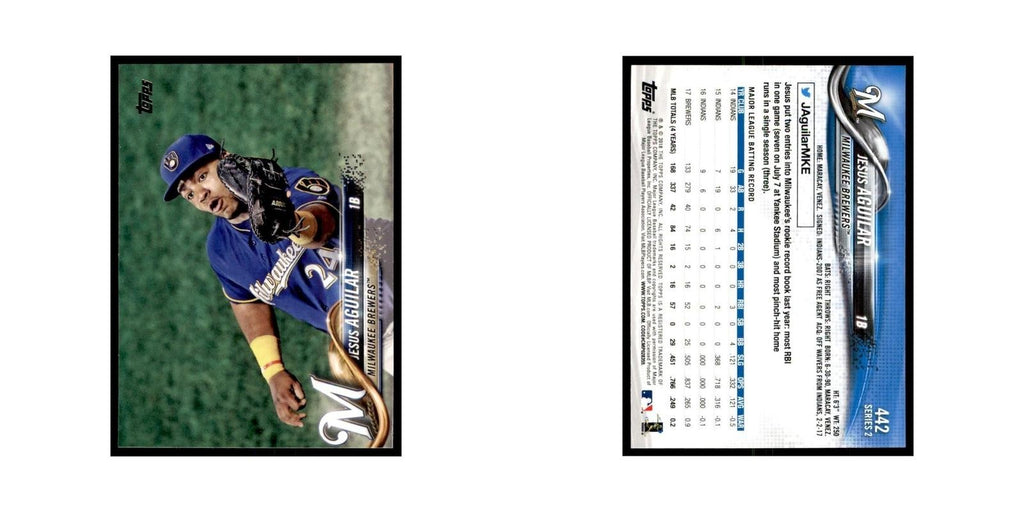 Jesus Aguilar 2018 Topps #442 Milwaukee Brewers Baseball Card NM