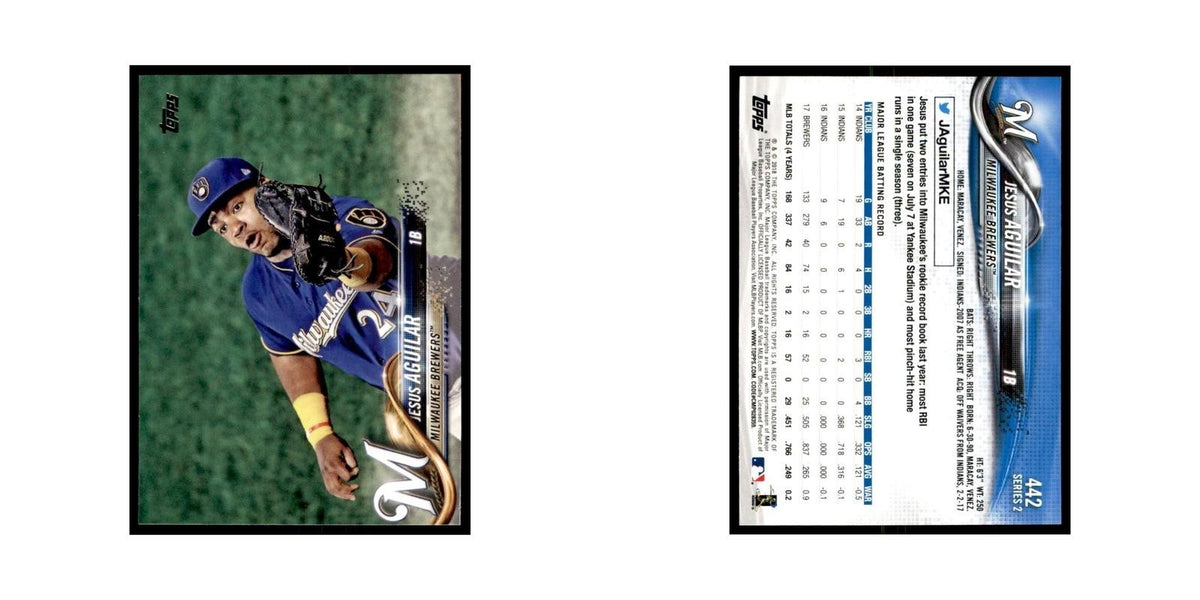 Jesus Aguilar 2018 Topps #442 Milwaukee Brewers Baseball Card NM