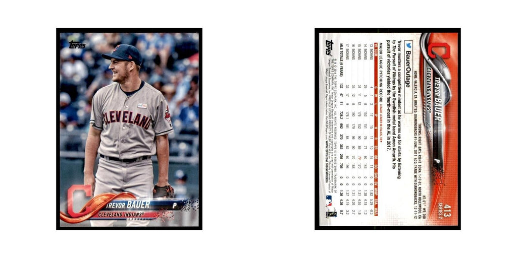 Trevor Bauer 2018 Topps #413 Cleveland Indians Baseball Card NM