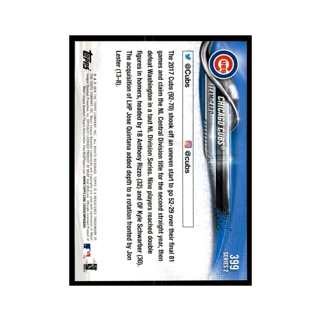 Chicago Cubs 2018 Topps #399 Chicago Cubs Baseball Card NM