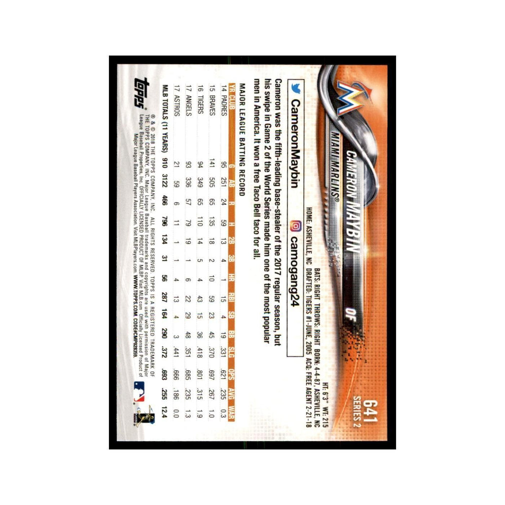 Cameron Maybin 2018 Topps #641 Miami Marlins Baseball Card NM