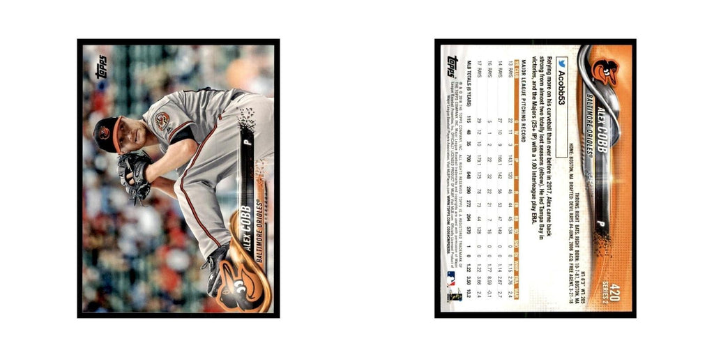 Alex Cobb 2018 Topps #420 Baltimore Orioles Baseball Card NM