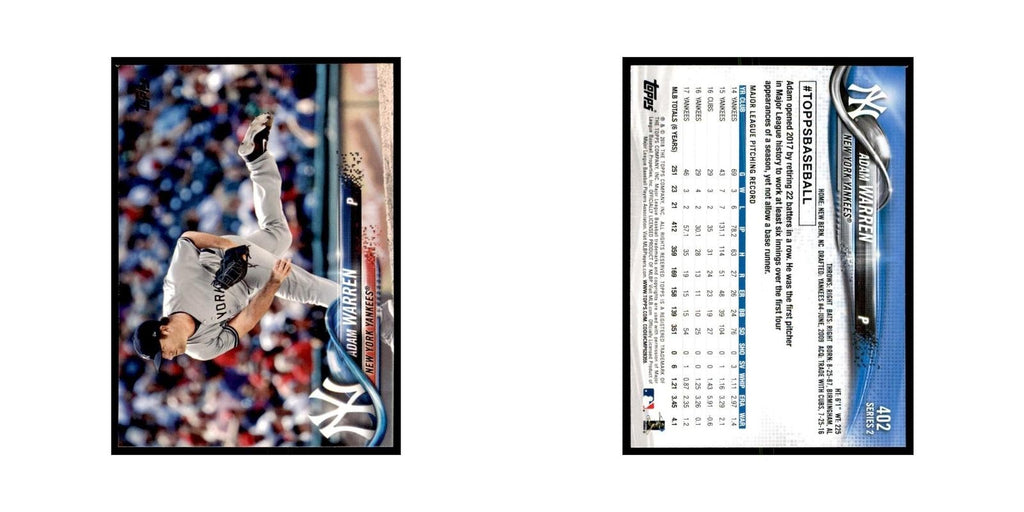 Adam Warren 2018 Topps #402 New York Yankees Baseball Card NM