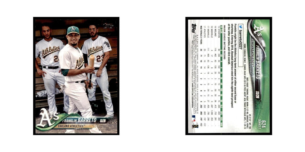 Franklin Barreto 2018 Topps #624 Oakland Athletics Baseball Card NM