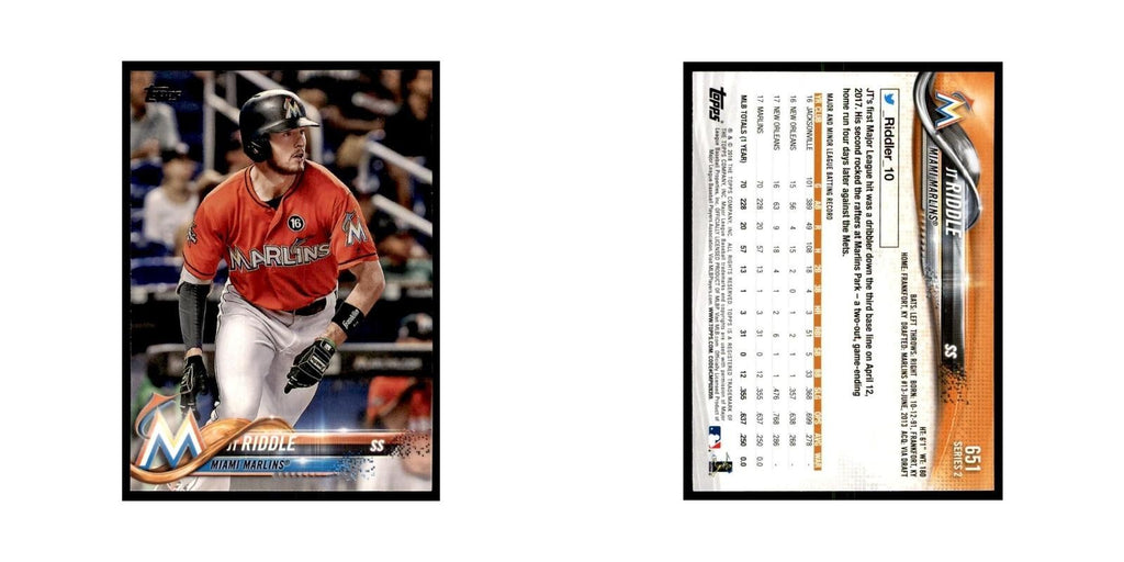 J.T. Riddle 2018 Topps #651 Miami Marlins Baseball Card NM