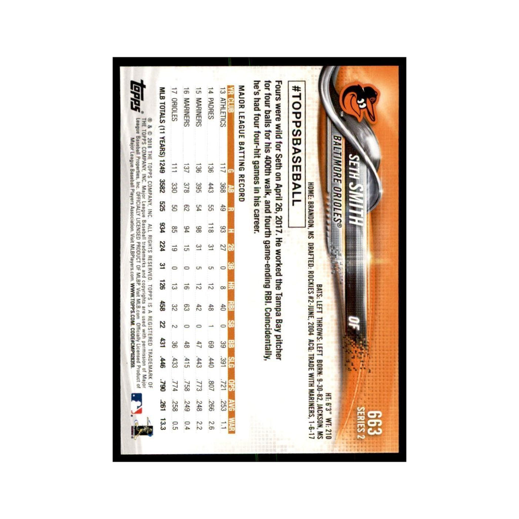Seth Smith 2018 Topps #663 Baltimore Orioles Baseball Card NM
