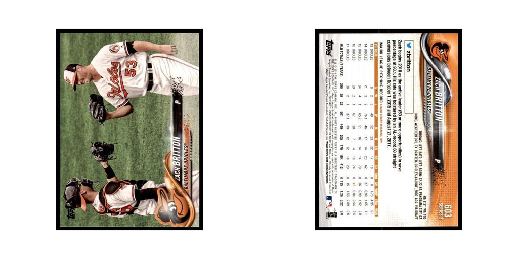 Zach Britton 2018 Topps #603 Baltimore Orioles Baseball Card NM