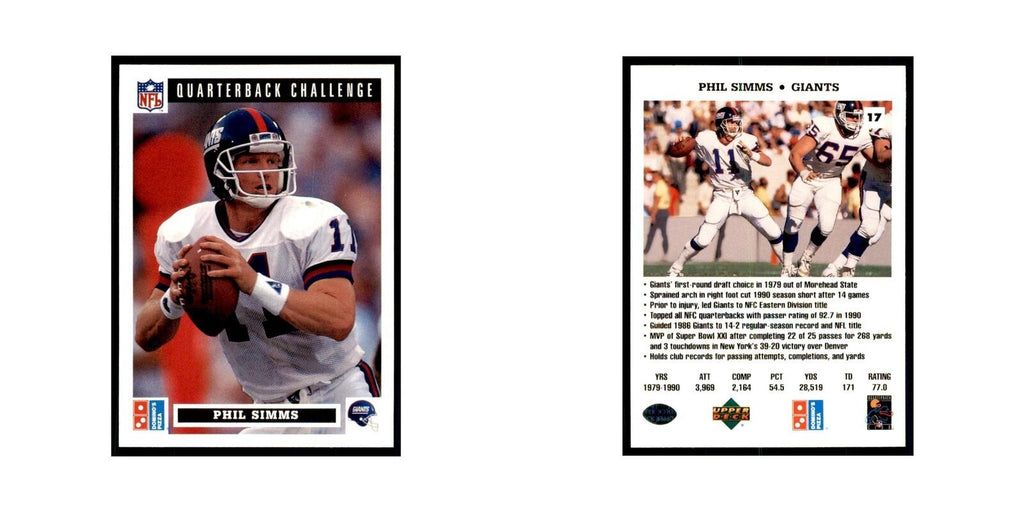 Phil Simms 1991 Upper Deck Domino's #17 Football Cards Football Card NM
