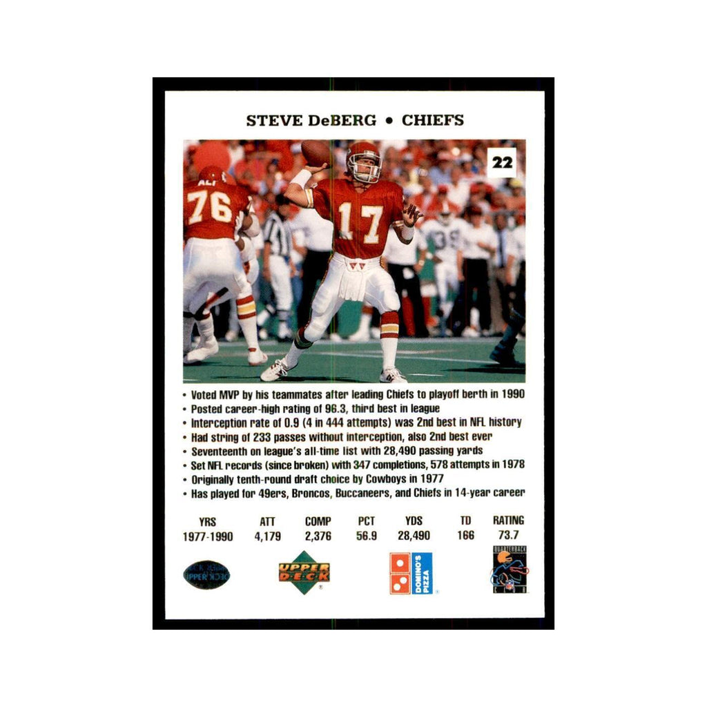 Steve DeBerg 1991 Upper Deck Domino's #22 Football Cards Football Card NM
