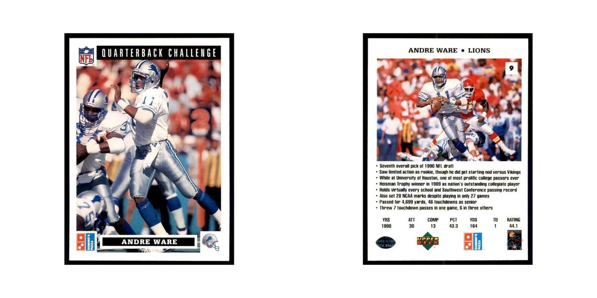 Andre Ware 1991 Upper Deck Domino's #9 Football Cards Football Card NM