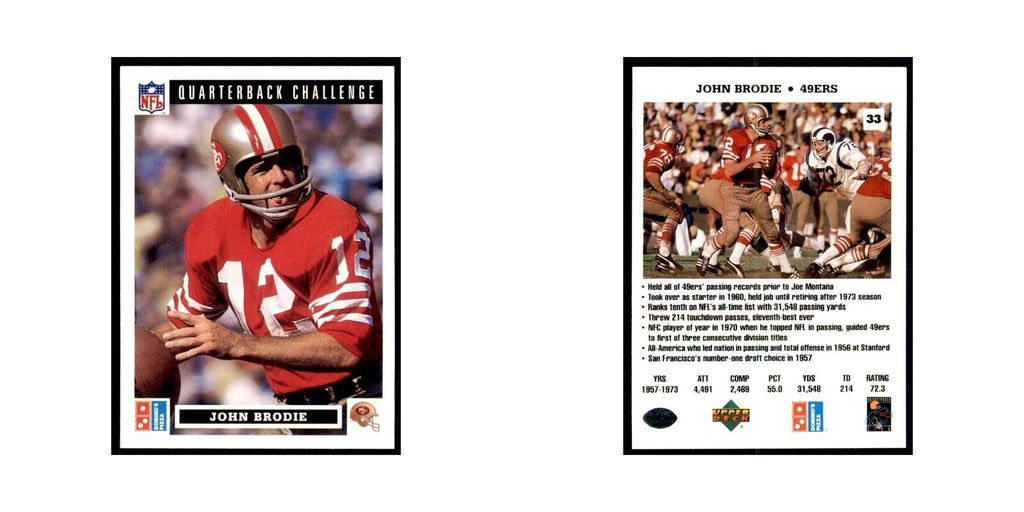 John Brodie 1991 Upper Deck Domino's #33 Football Cards Football Card NM