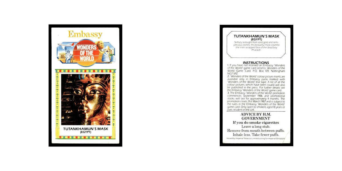 Tutankhamun Mask 1986 Embassy Wonders of the World Large Poor