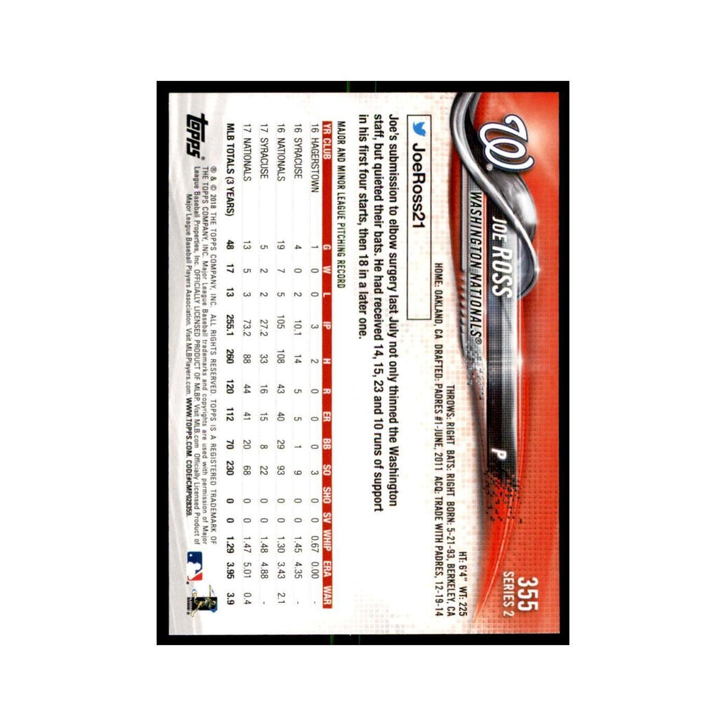 Joe Ross 2018 Topps #355 Washington Nationals Baseball Card NM