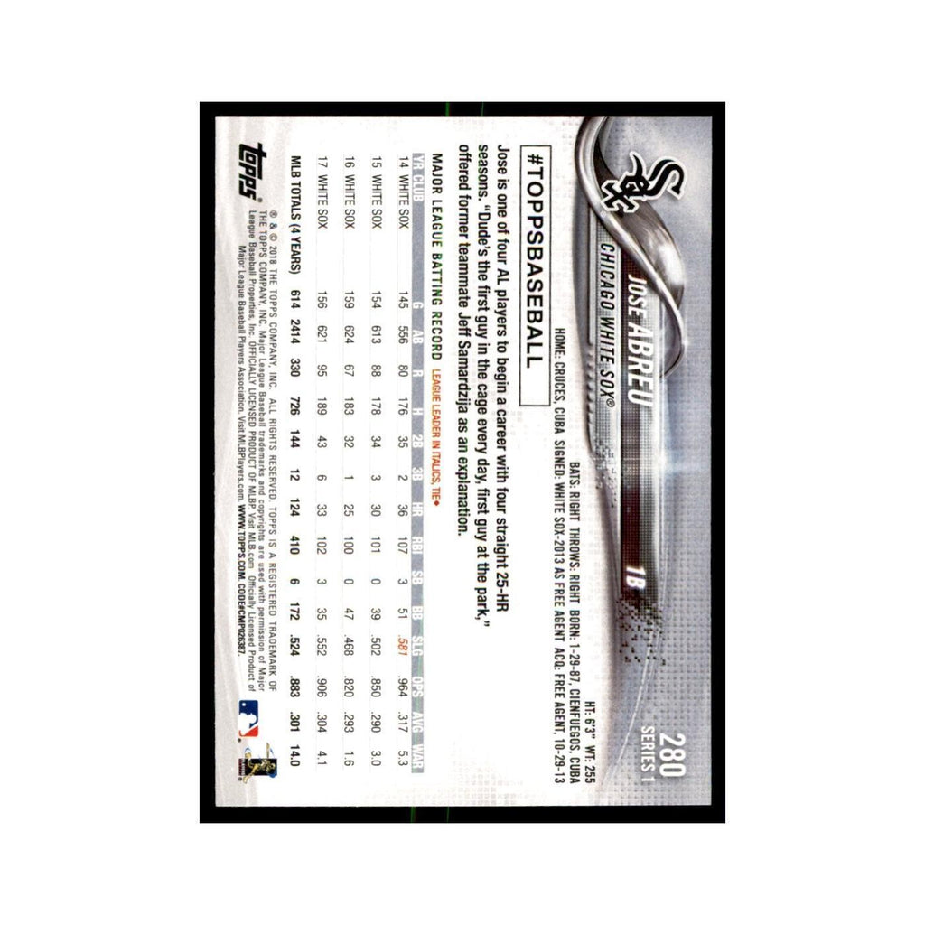 Jose Abreu 2018 Topps #280 Chicago White Sox Baseball Card NM