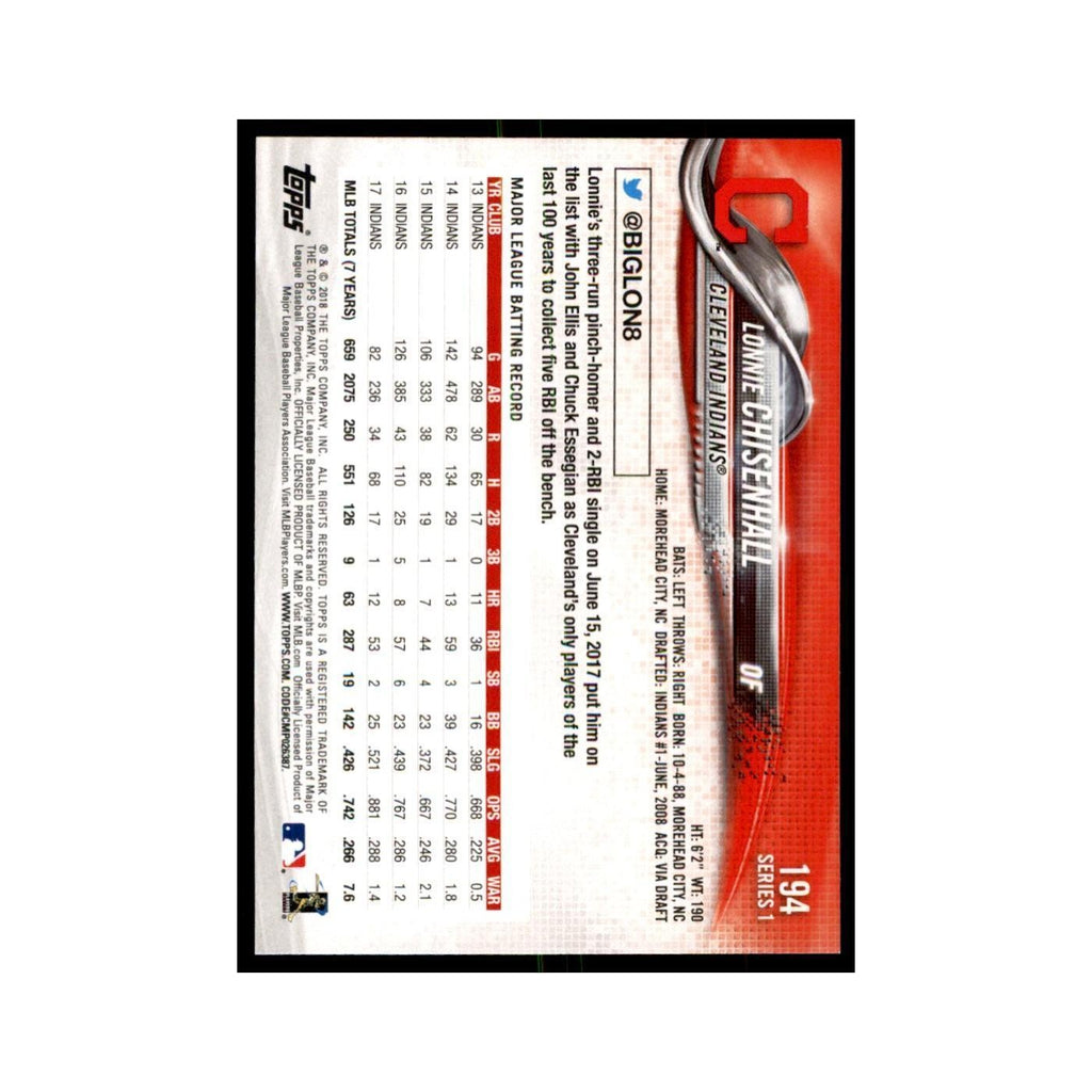 Lonnie Chisenhall 2018 Topps #194 Cleveland Indians Baseball Card NM