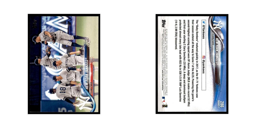 New York Yankees 2018 Topps #286 New York Yankees Baseball Card NM