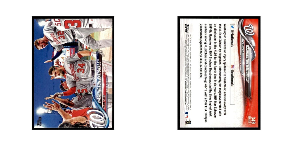 Washington Nationals 2018 Topps #349 Washington Nationals Baseball Card NM