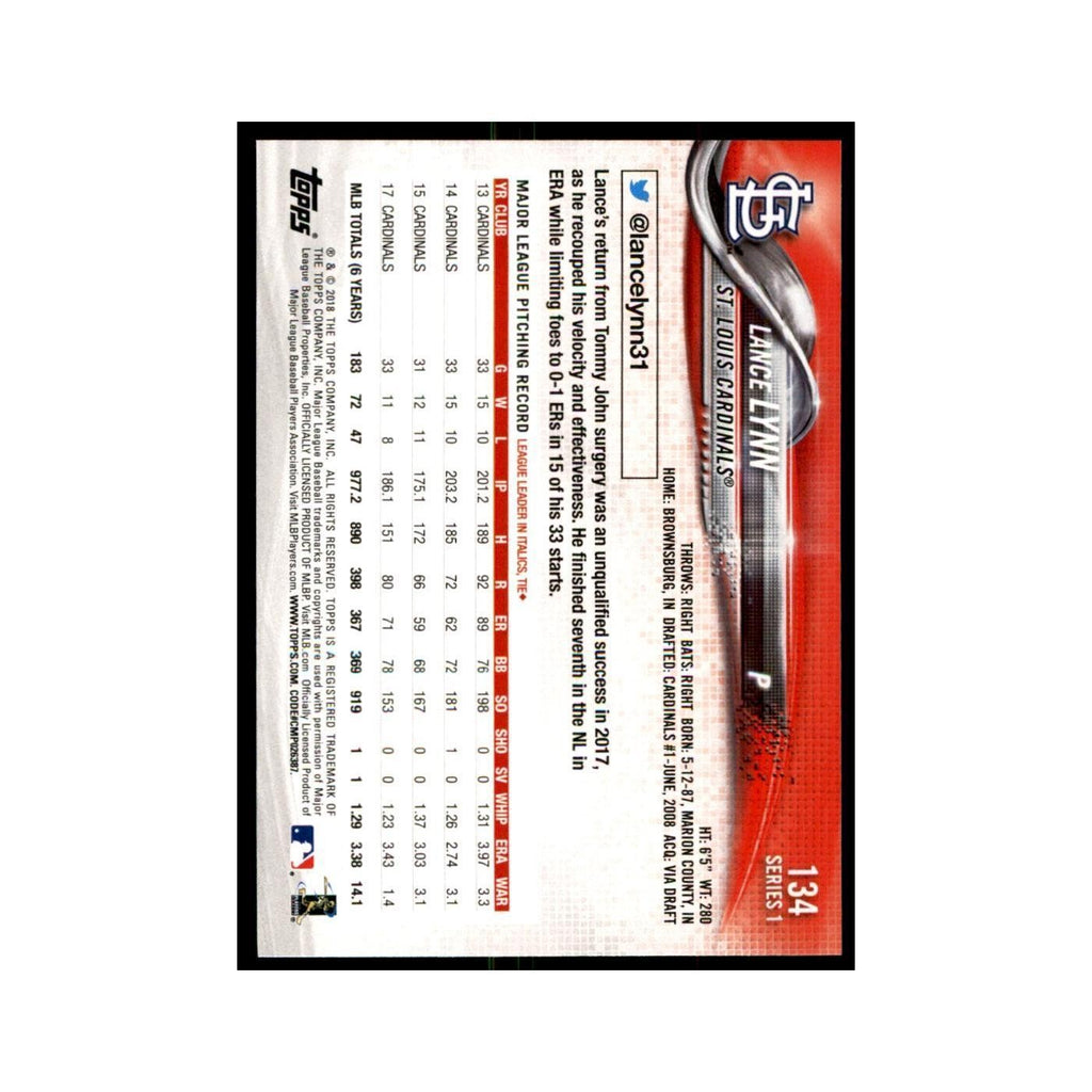 Lance Lynn 2018 Topps #134 St. Louis Cardinals Baseball Card NM