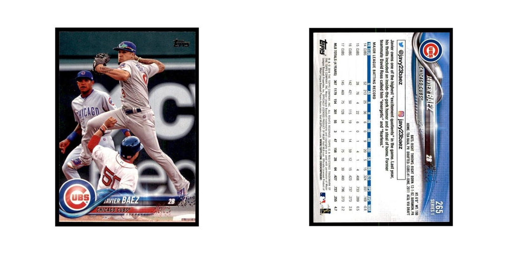Javier Baez 2018 Topps #265 Chicago Cubs Baseball Card NM