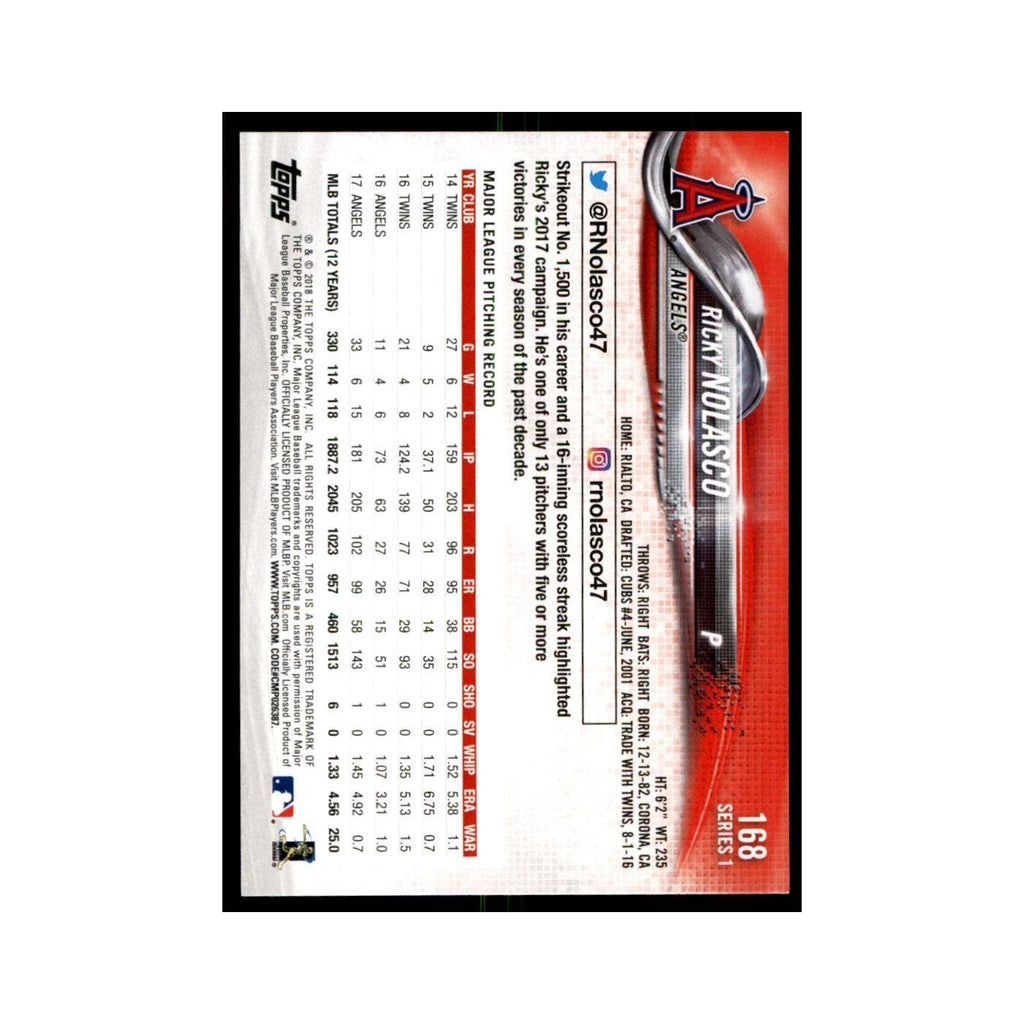 Ricky Nolasco 2018 Topps #168 Los Angeles Angels Baseball Card NM