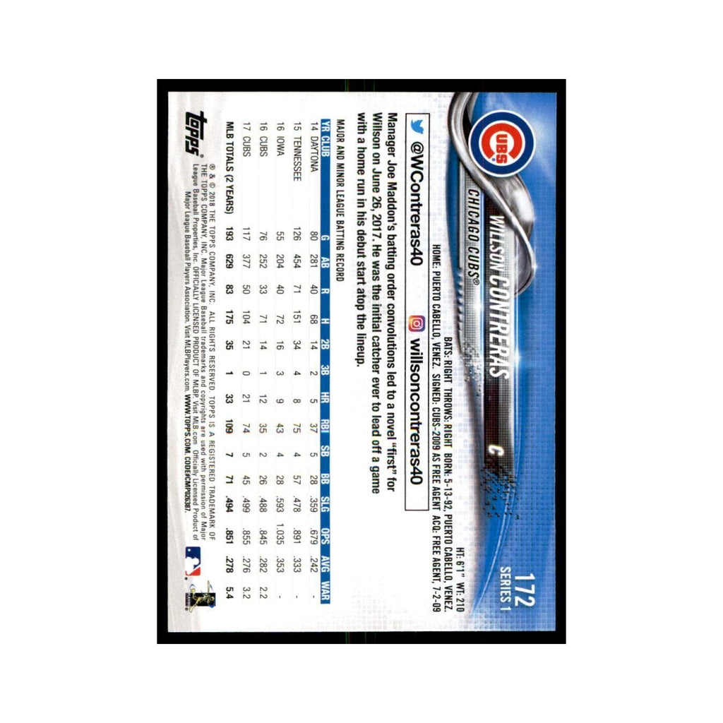 Willson Contreras 2018 Topps #172 Chicago Cubs Baseball Card NM