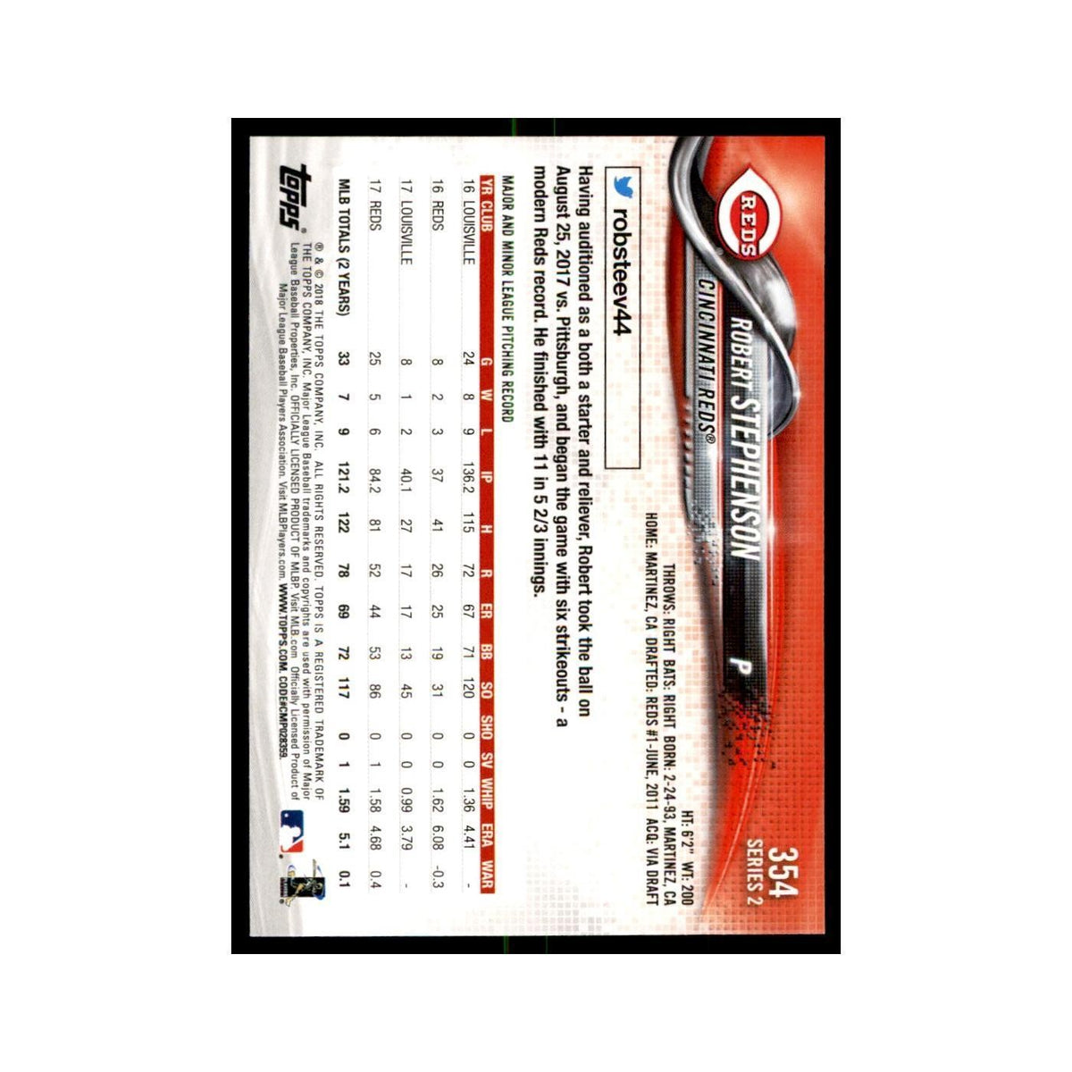 Robert Stephenson 2018 Topps #354 Cincinnati Reds Baseball Card NM