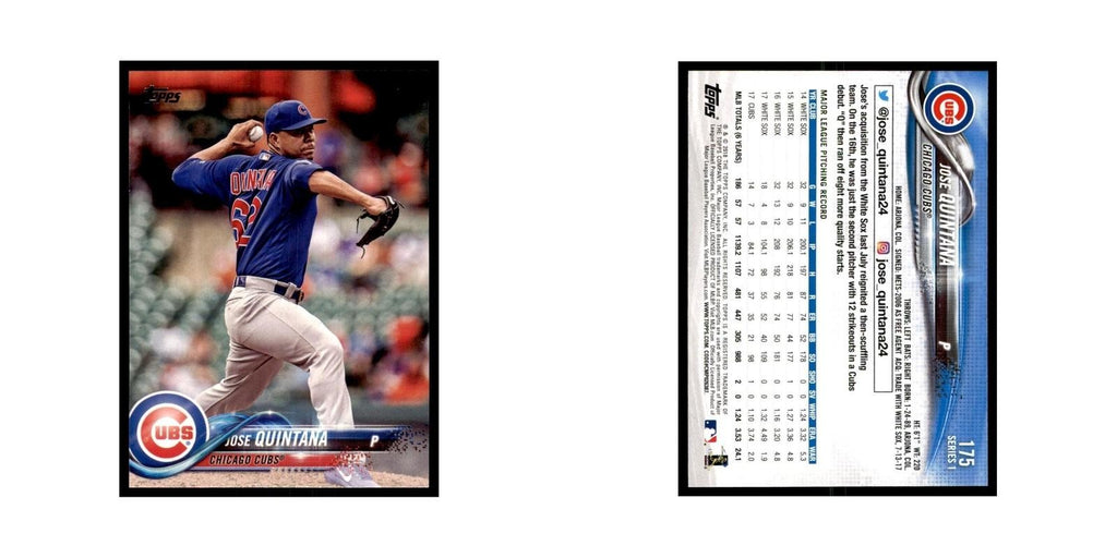 Jose Quintana 2018 Topps #175 Chicago Cubs Baseball Card NM