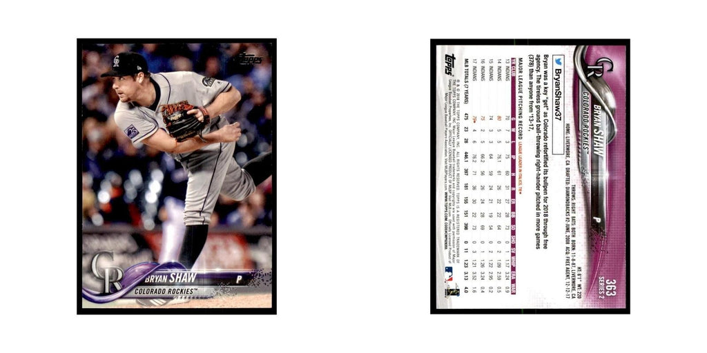 Bryan Shaw 2018 Topps #363 Colorado Rockies Baseball Card NM