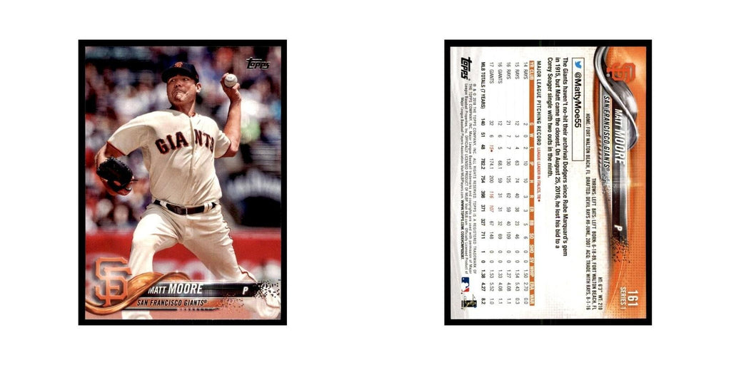 Matt Moore 2018 Topps #161 San Francisco Giants Baseball Card NM