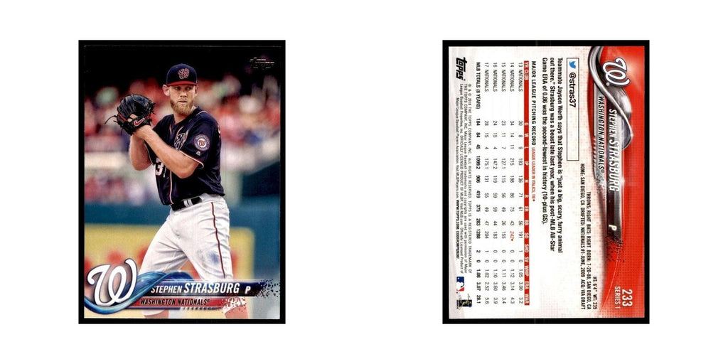 Stephen Strasburg 2018 Topps #233 Washington Nationals Baseball Card NM
