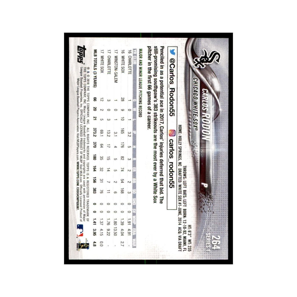 Carlos Rodon 2018 Topps #264 Chicago White Sox Baseball Card NM