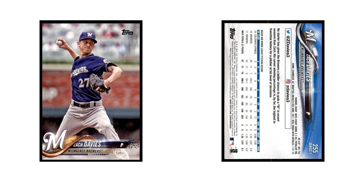 Zach Davies 2018 Topps #255 Milwaukee Brewers Baseball Card NM