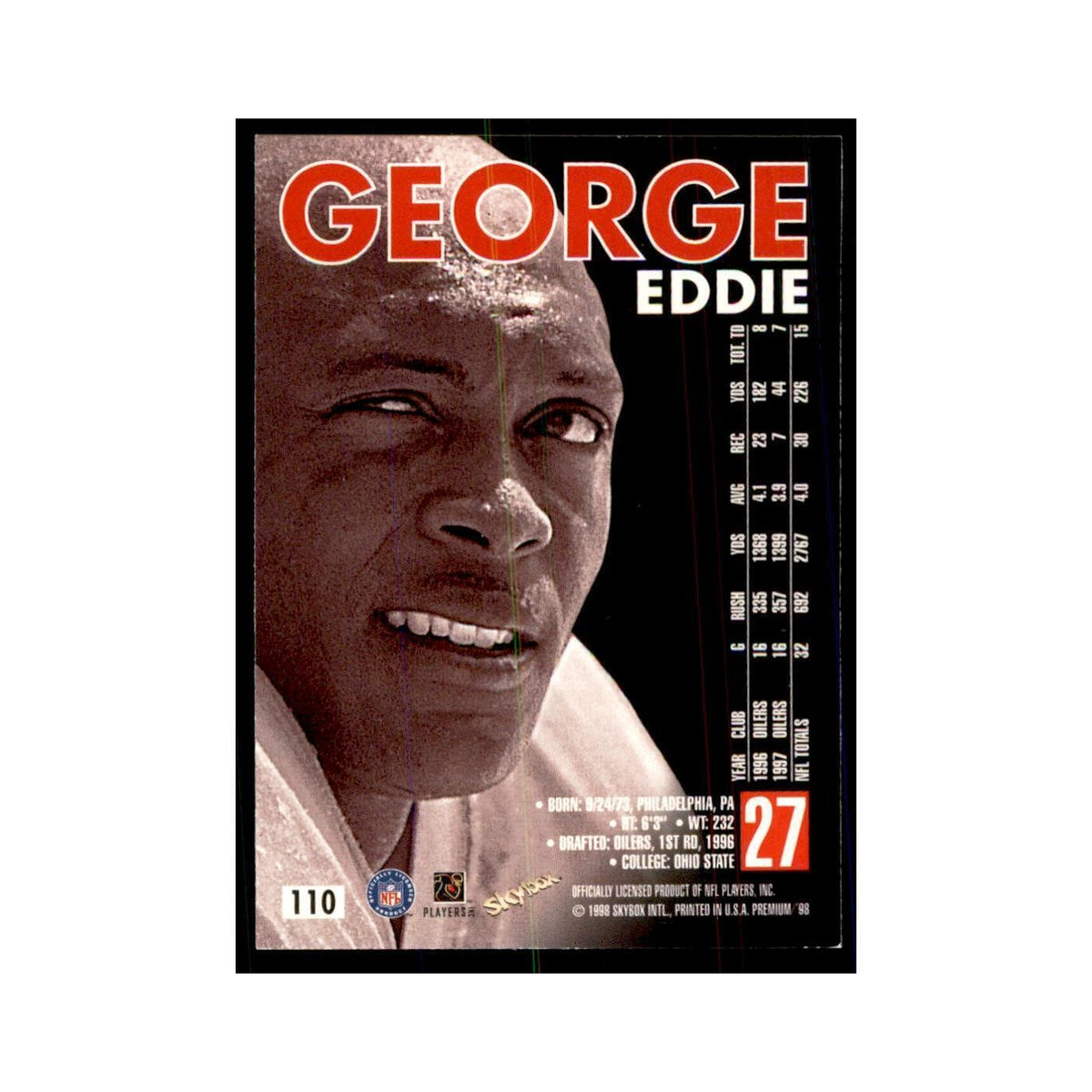 Eddie George 1998 SkyBox #110 Football Cards Football Card NM