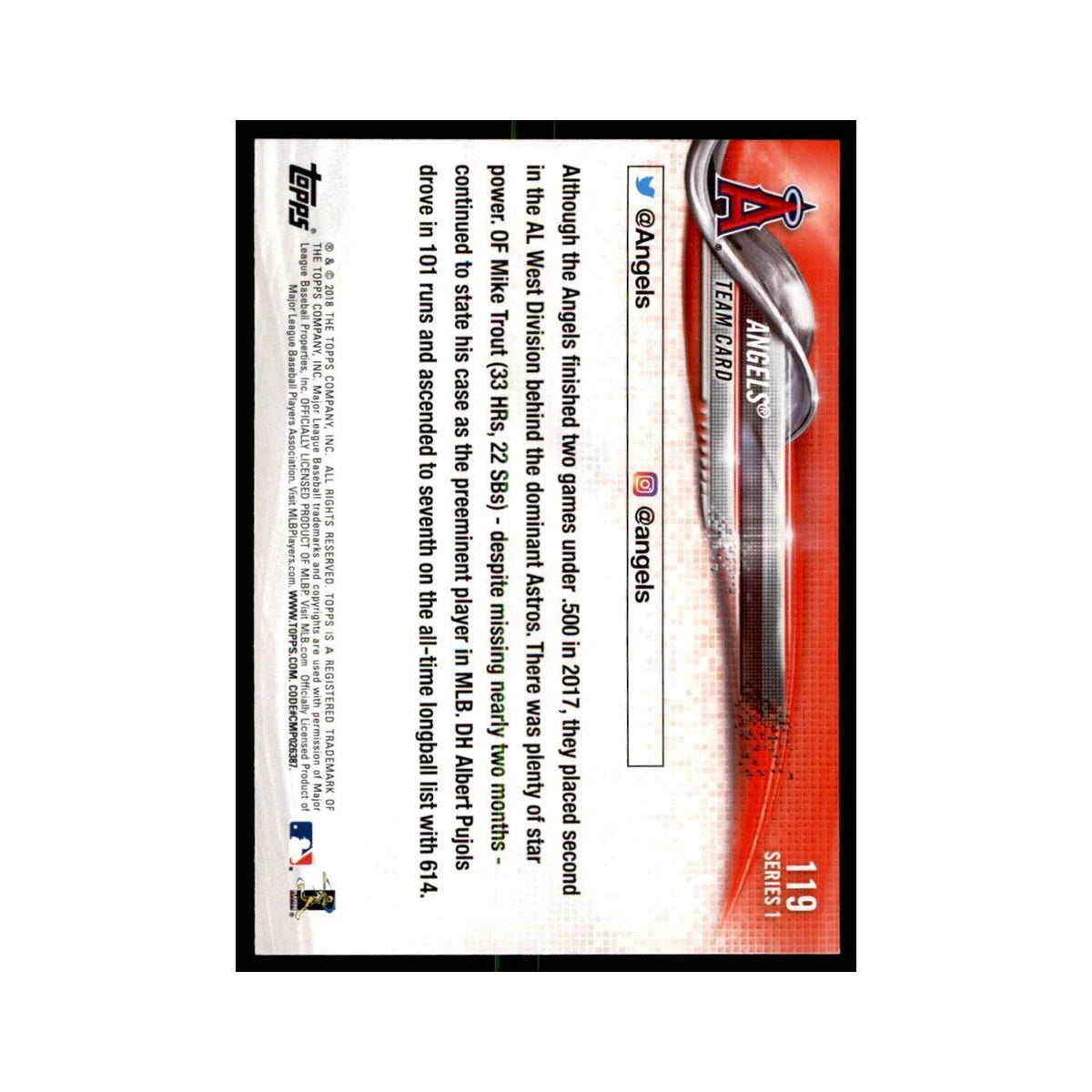 Team Card 2018 Topps #119 Los Angeles Angels Baseball Card NM