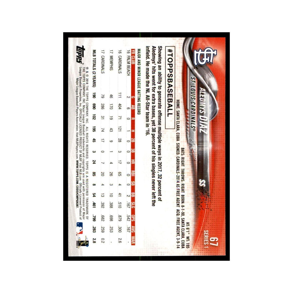 Aledmys Diaz 2018 Topps #67 St. Louis Cardinals Baseball Card NM