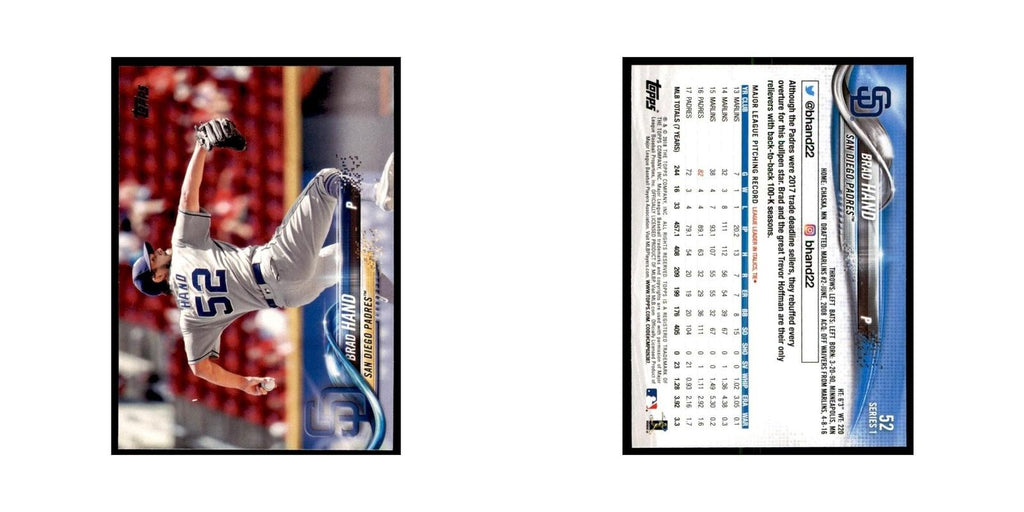 Brad Hand 2018 Topps #52 San Diego Padres Baseball Card NM