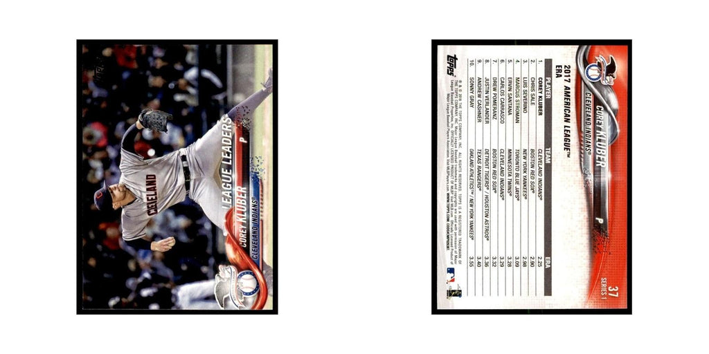 Corey Kluber 2018 Topps #37 Cleveland Indians Baseball Card NM